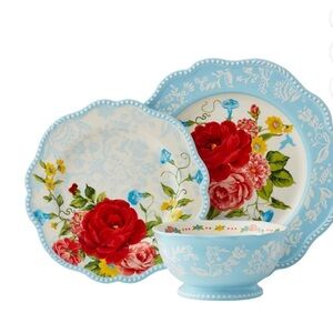 The Pioneer Woman Red and Blue Floral Dinnerware Set